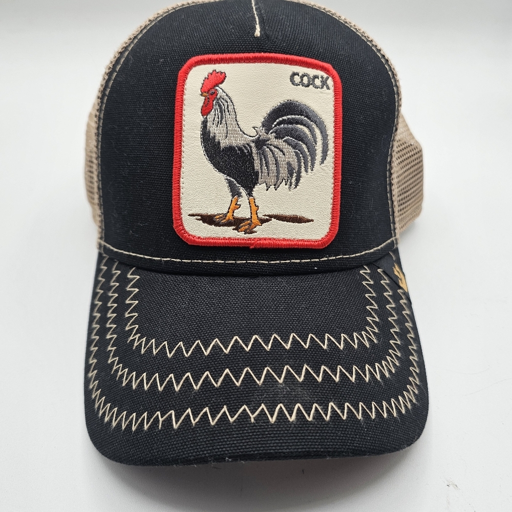 Goorin Bros Black and Tan Trucker Rooster Hat